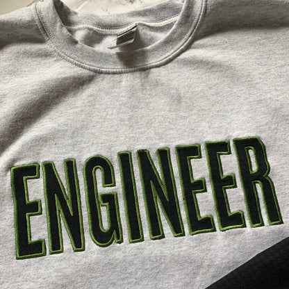 Engineer Embroidered Fabric Crewneck Sweatshirt